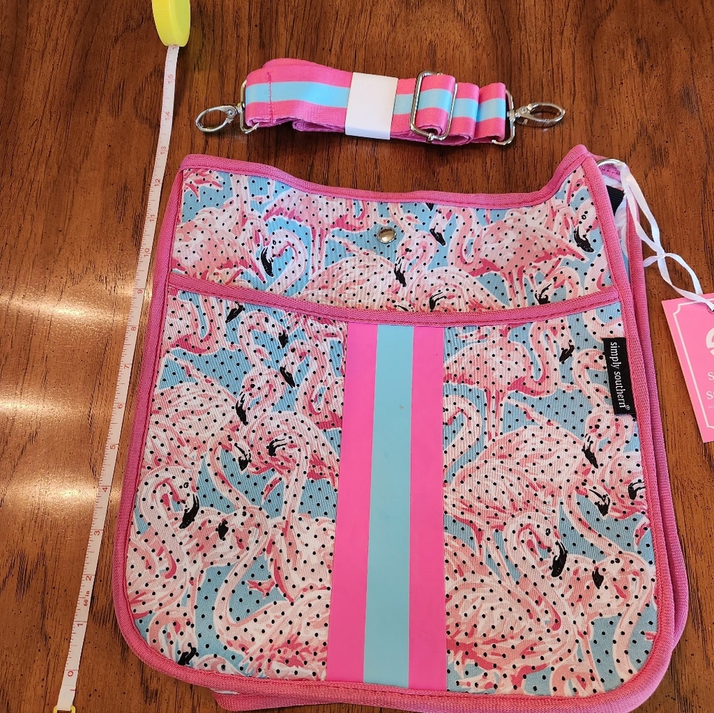 NWT Simply southern neoprene crossbody with flamingo print